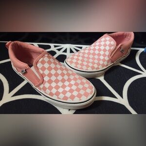 GIRLS Pink Checkered Vans Size 4
